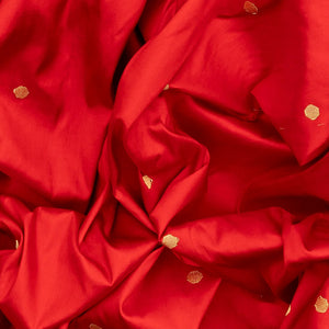 Red Handloom Paithani Silk Saree With Meena Border & Pallu-Red