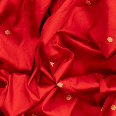 Red Handloom Paithani Silk Saree With Meena Border & Pallu-Red