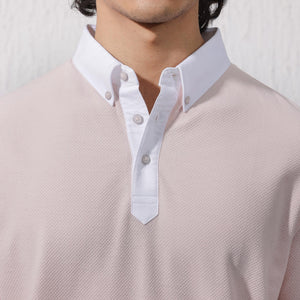 Rare Rabbit Mens Parma-2 Pastel Pink Short Sleeve Solid Polo T-Shirt