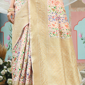 Off White Pashmina Silk saree