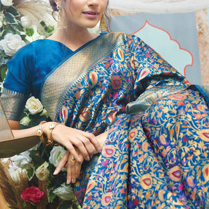 Cerulean Blue Pashmina Silk saree