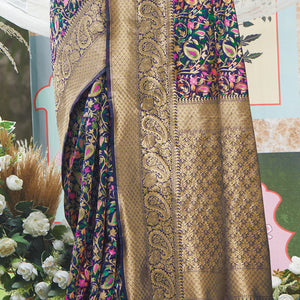 Indigo Blue Pashmina Silk saree