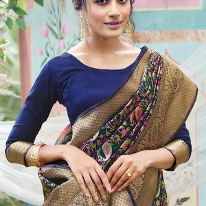 Indigo Blue Pashmina Silk saree