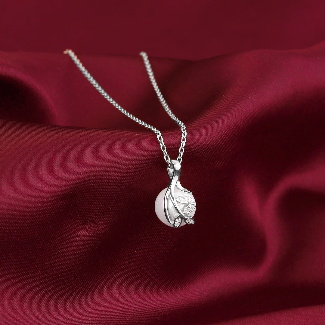 Silver Soul Pearl Pendant With Link Chain