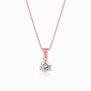 Rose Gold Classic Zircon Pendant with Link Chain