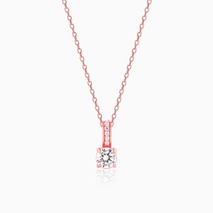 Rose Gold Classic Zircon Shine Pendant with Link Chain