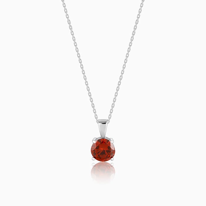 Silver Gracious Red Pendant with Link Chain