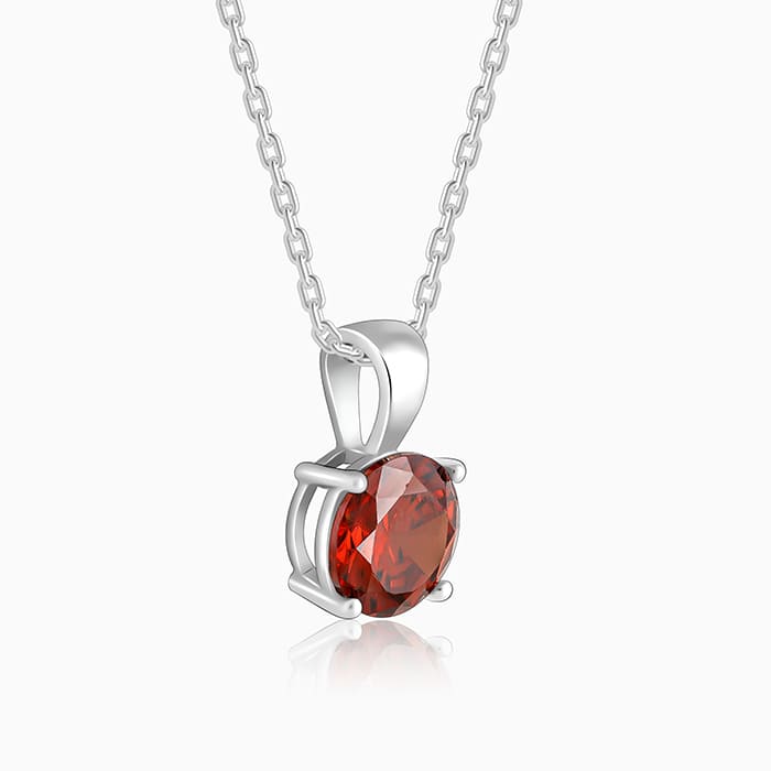 Silver Gracious Red Pendant with Link Chain