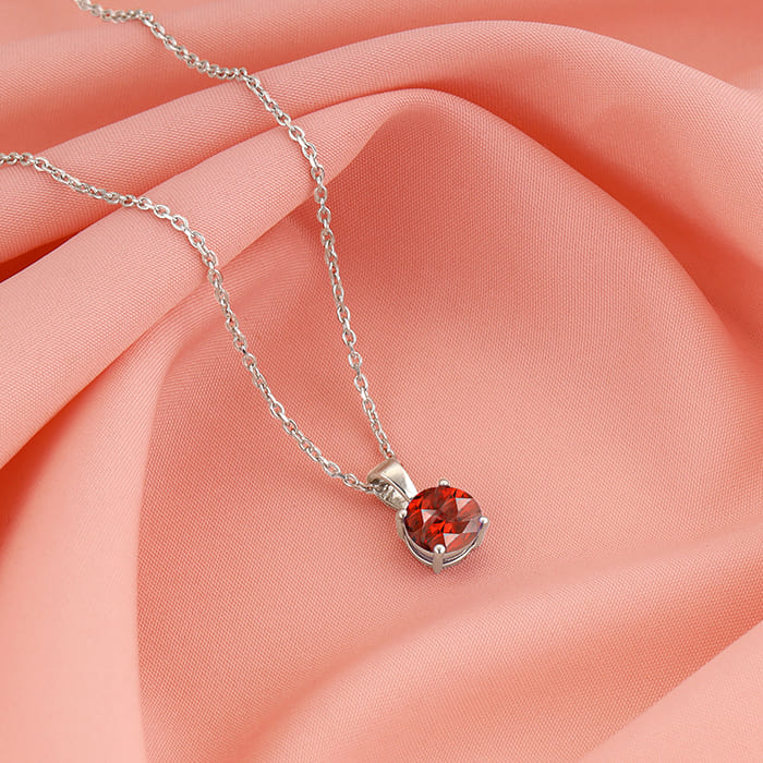 Silver Gracious Red Pendant with Link Chain