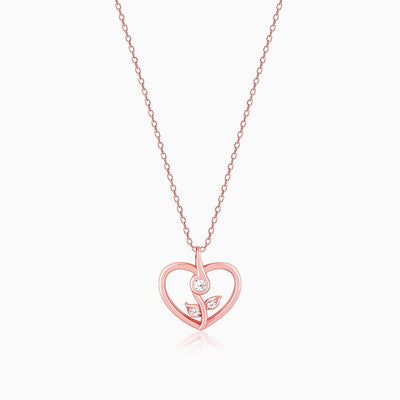 Rose Gold Leaf Me More Heart Pendant with Link Chain