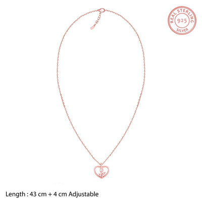Rose Gold Leaf Me More Heart Pendant with Link Chain