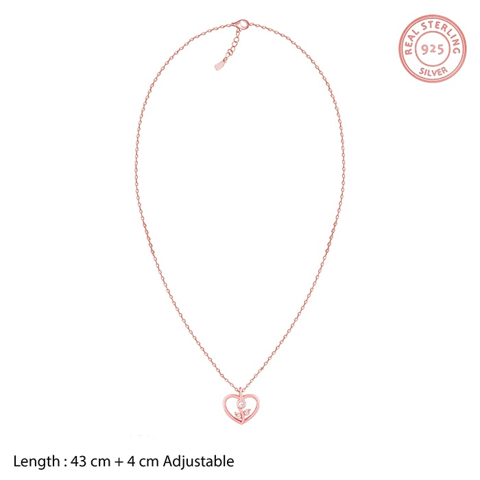 Rose Gold Leaf Me More Heart Pendant with Link Chain