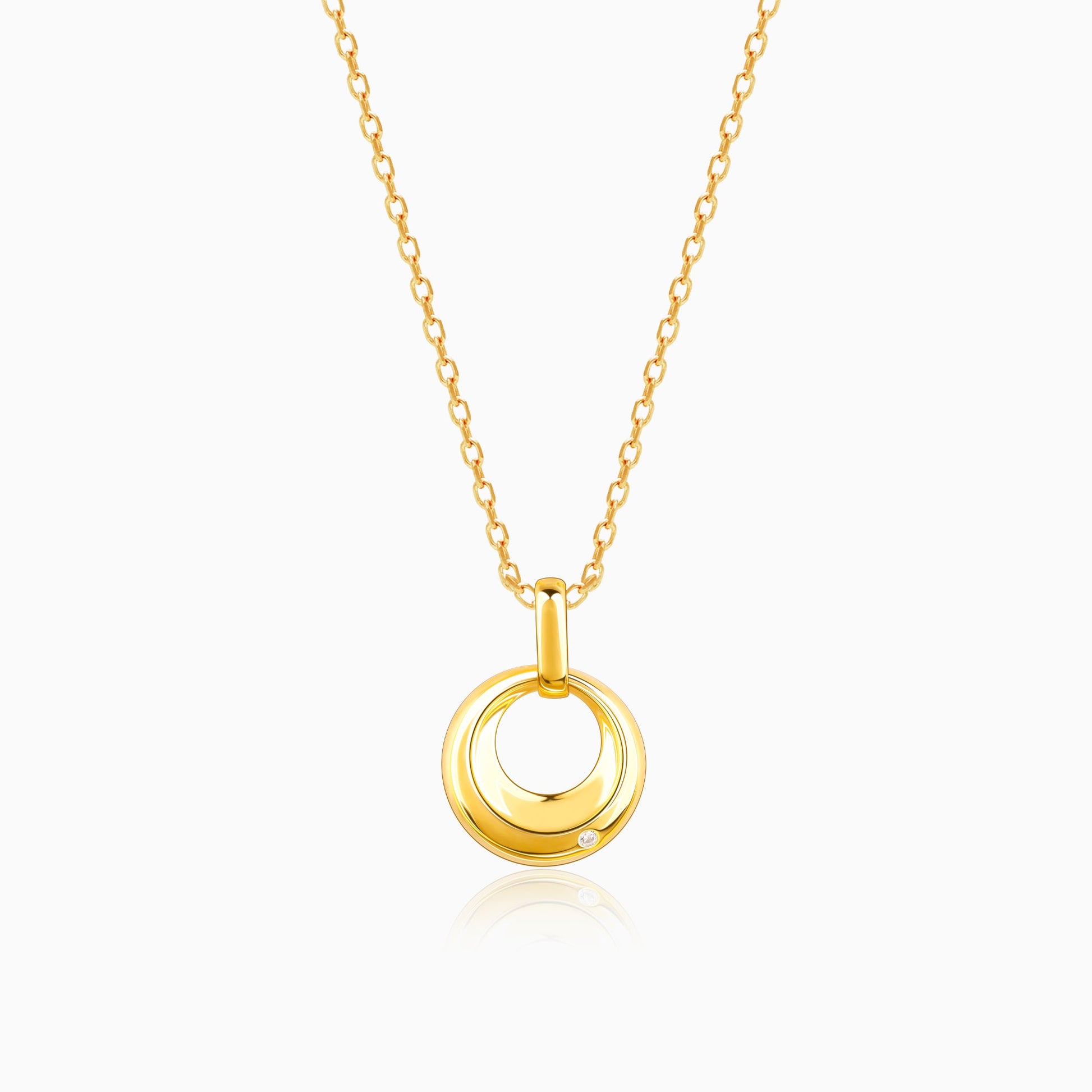Golden Halo Pendant with Link Chain