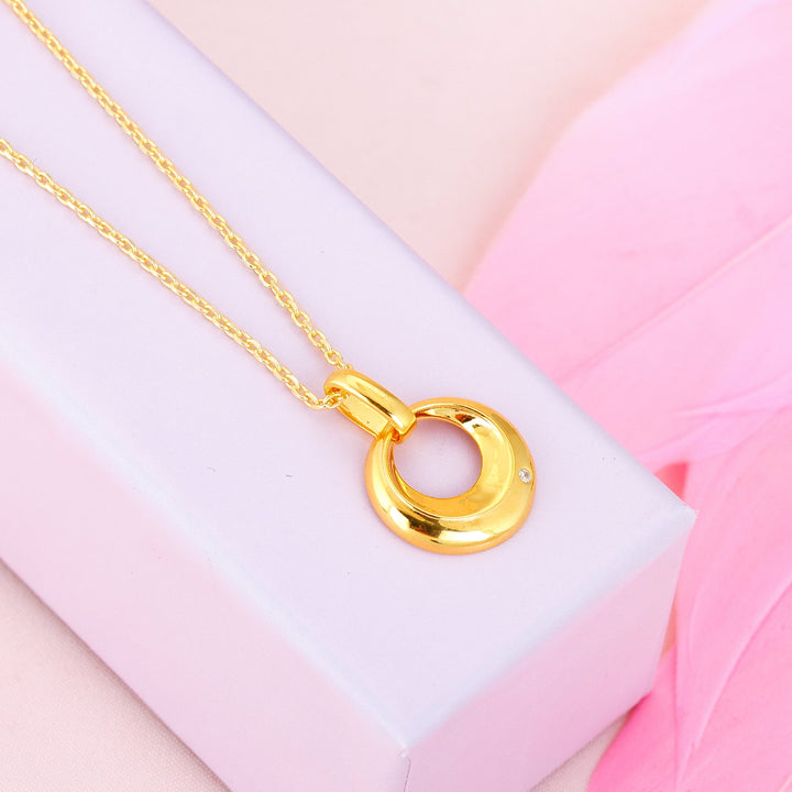 Golden Halo Pendant with Link Chain