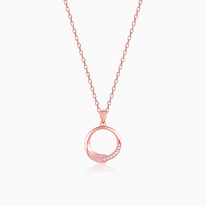 Rose Gold Circle of Love Pendant with Link Chain