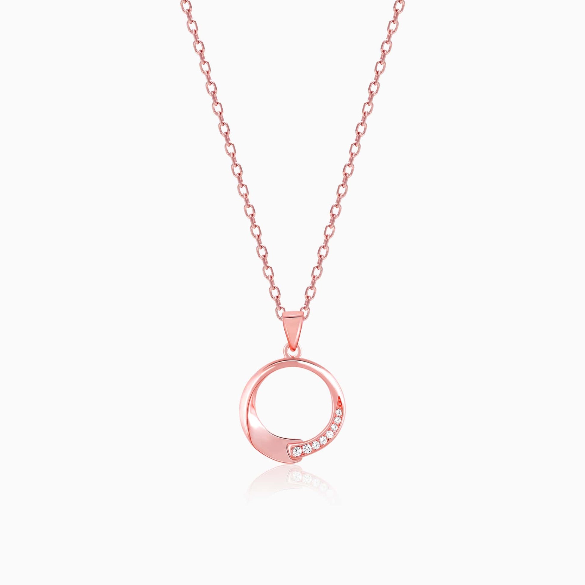 Rose Gold Circle of Love Pendant with Link Chain