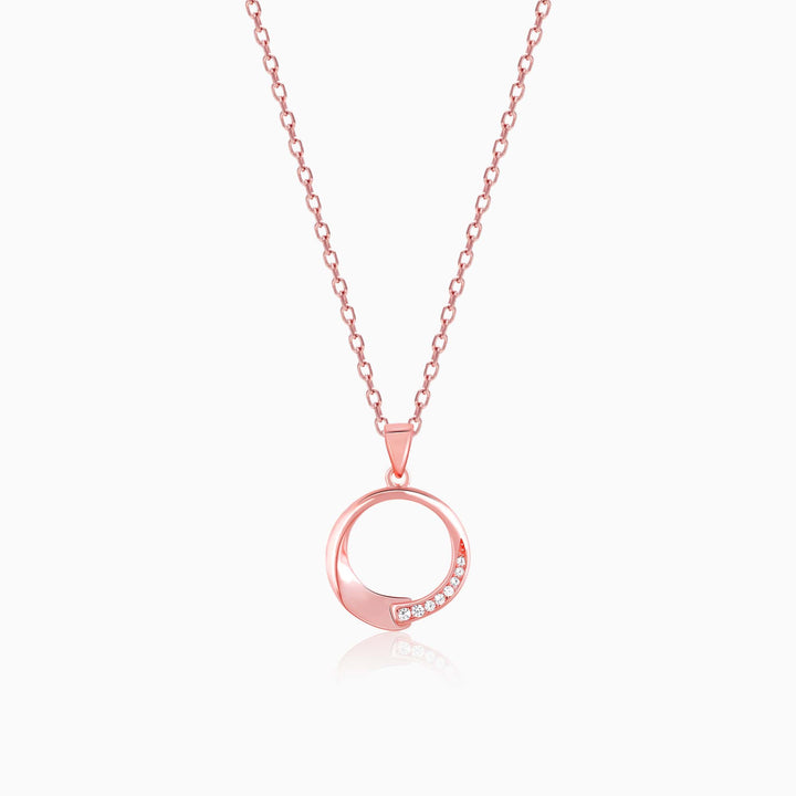 Rose Gold Circle of Love Pendant with Link Chain