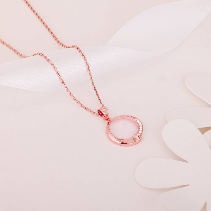 Rose Gold Circle of Love Pendant with Link Chain