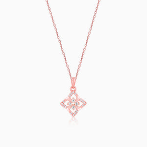 Rose Gold Double Rosette Pendant with Link Chain
