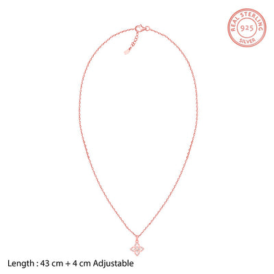 Rose Gold Double Rosette Pendant with Link Chain