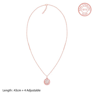 Rose Gold Pea Flower Pendant with Link Chain
