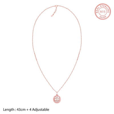Rose Gold Pea Flower Pendant with Link Chain