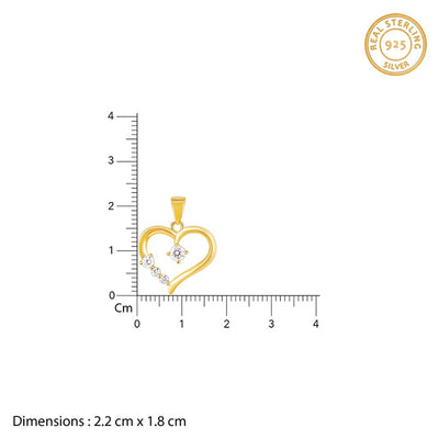 Golden Solitaire Heart Pendant with Link Chain