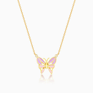 Golden Flutter With Joy Butterfly Necklace