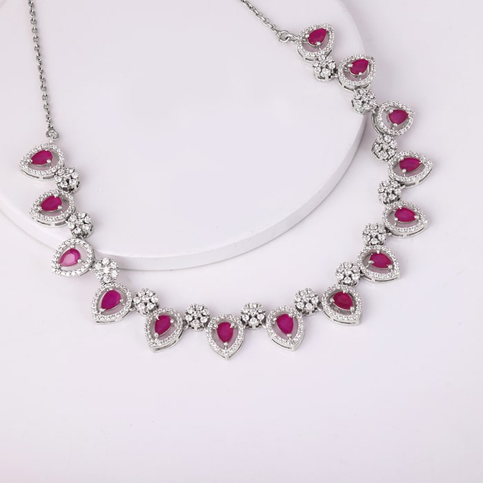 Silver Cherry Prunus Necklace