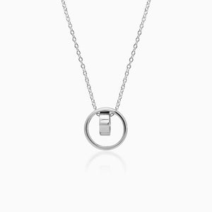 Silver Dual Ring Pendant with Link Chain