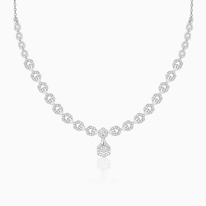 Silver Glittering Hexagon Necklace