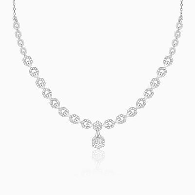 Silver Glittering Hexagon Necklace