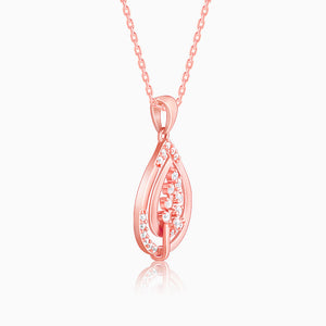 Rose Gold Leaf Ritz Pendant With Link Chain