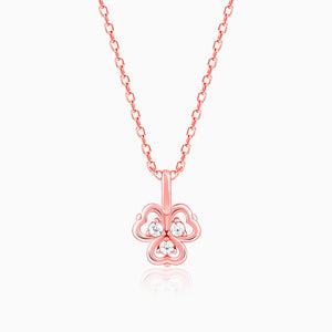 Rose Gold Three Leaf Clover Pendant With Link Chain