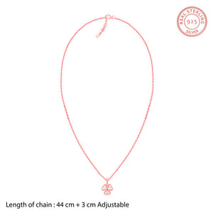 Rose Gold Three Leaf Clover Pendant With Link Chain