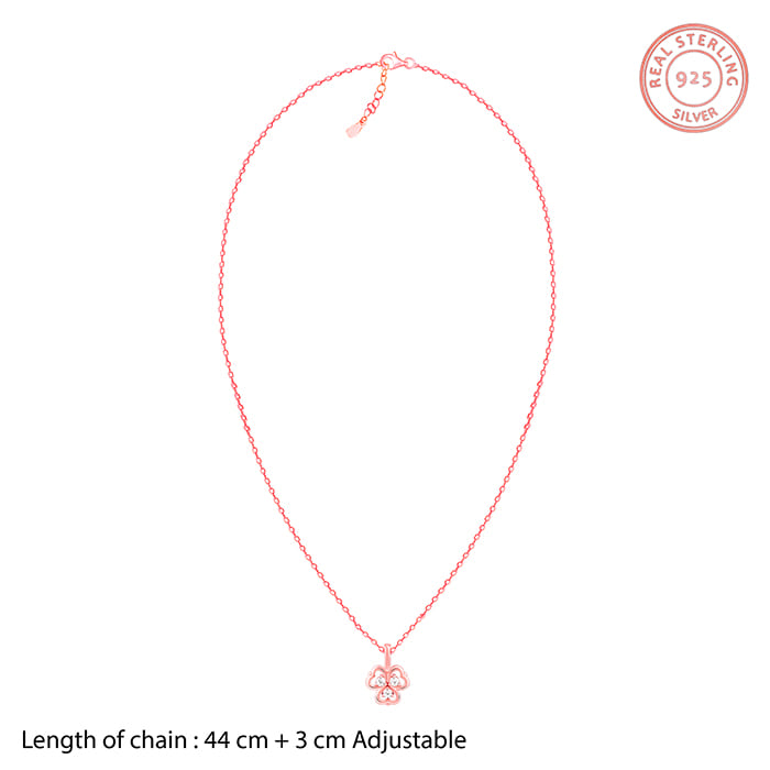 Rose Gold Three Leaf Clover Pendant With Link Chain