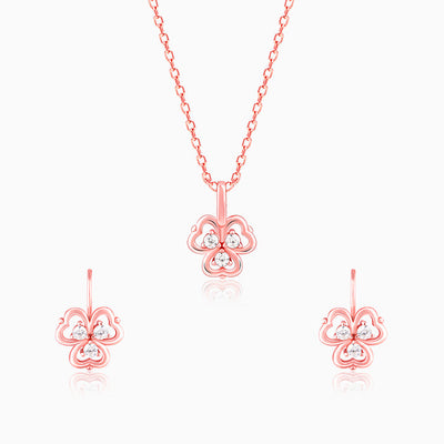 Rose Gold Three Leaf Clover Set