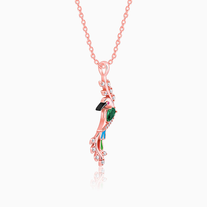 Rose Gold Lovely Bird Pendant With Link Chain