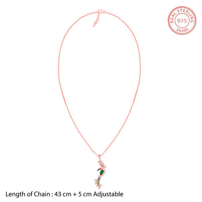 Rose Gold Lovely Bird Pendant With Link Chain
