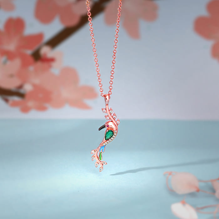 Rose Gold Lovely Bird Pendant With Link Chain