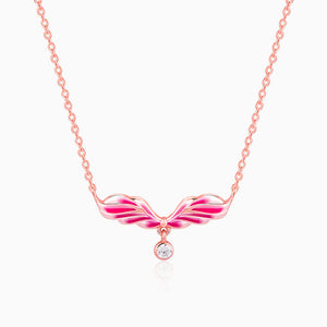 Rose Gold Fluffed Wing Necklace
