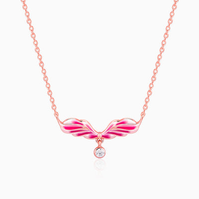 Rose Gold Fluffed Wing Necklace