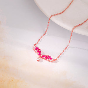 Rose Gold Fluffed Wing Necklace
