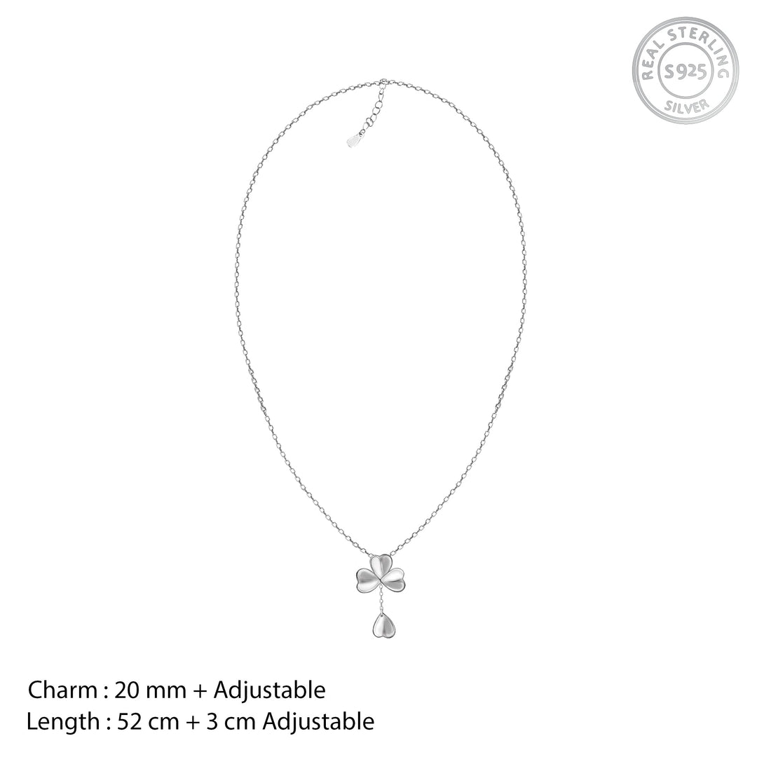 Silver Falling Petal Y-Drop Necklace