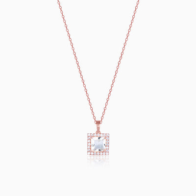 Rose Gold Snow White Pendant With Link Chain