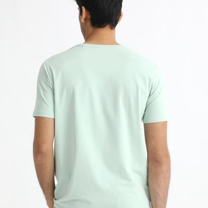 Rare Rabbit Men's Pico Light Green Crew Neck Half Sleeves Regular Fit Graphic Printed Logo T-Shirt