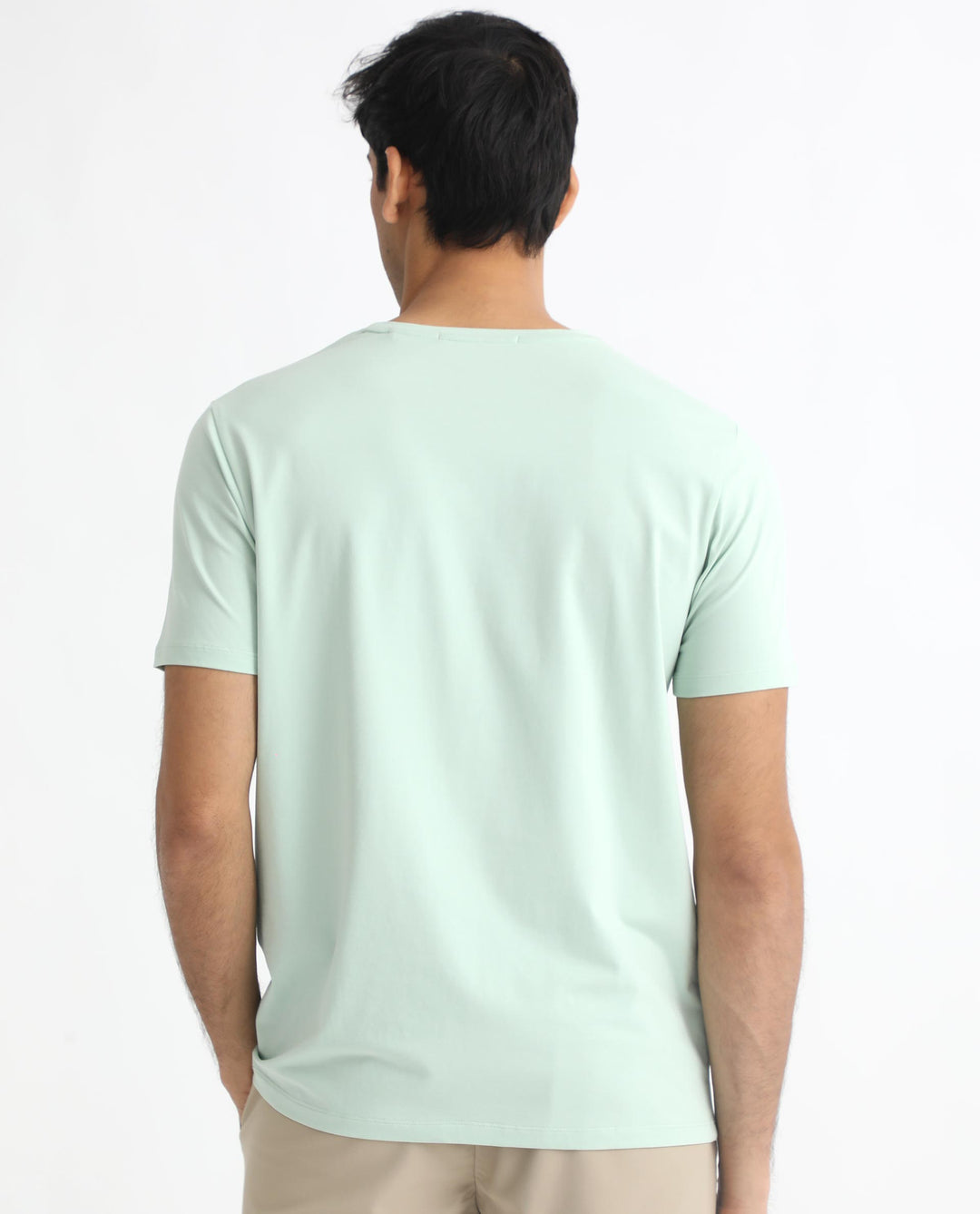 Rare Rabbit Men's Pico Light Green Crew Neck Half Sleeves Regular Fit Graphic Printed Logo T-Shirt