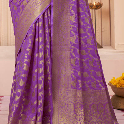 Orchid Purple Georgette Saree