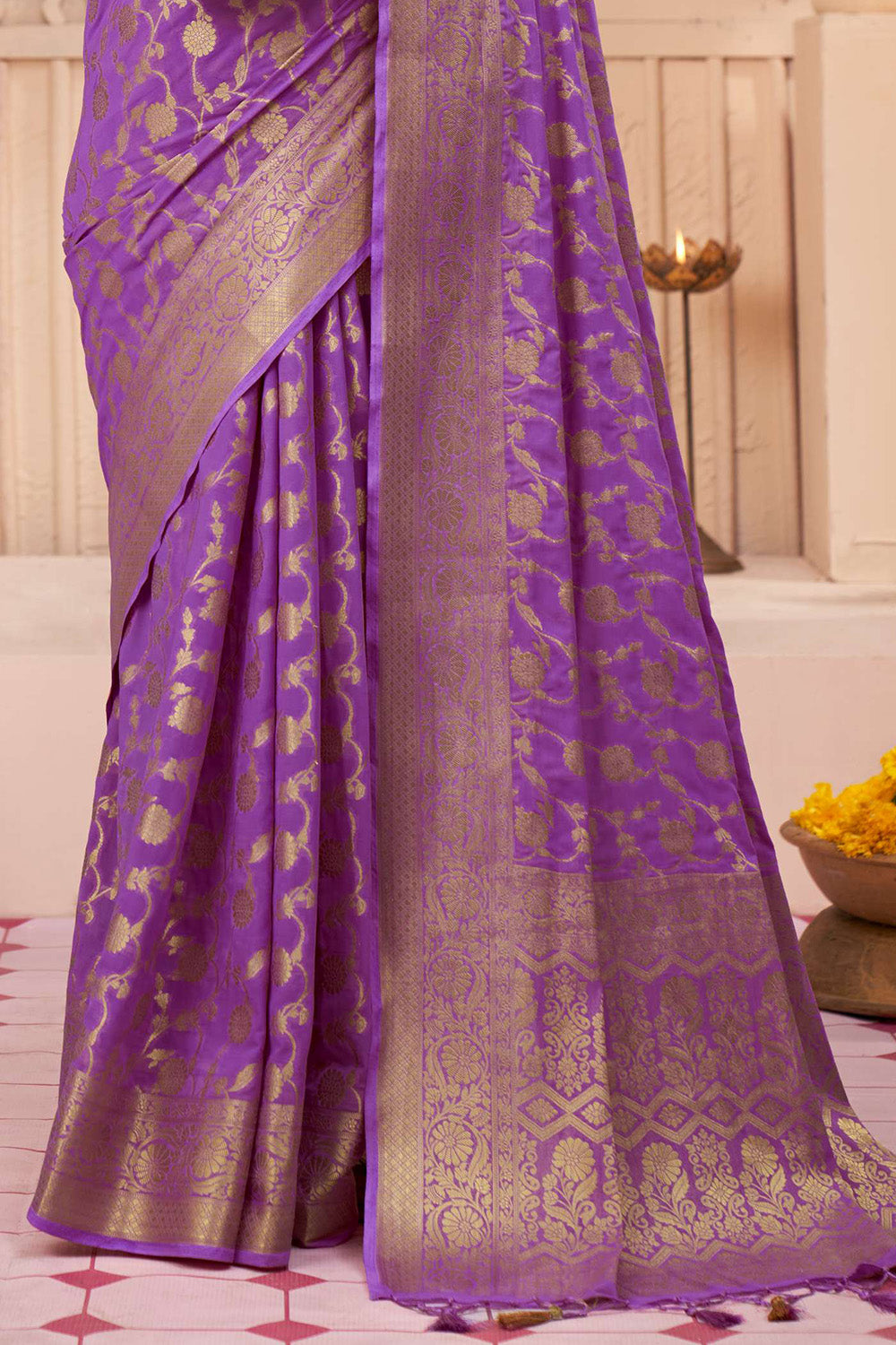 Orchid Purple Georgette Saree
