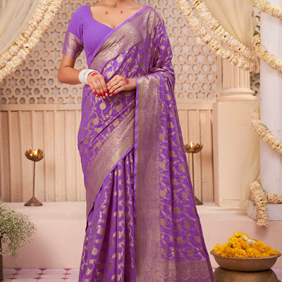 Orchid Purple Georgette Saree